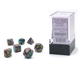 Chessex - Set 7 Dadi Poliedrici Mini - Festive Mosaic/Yellow